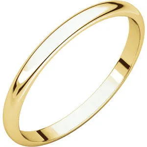 10K Yellow 2mm Half Round Light Band