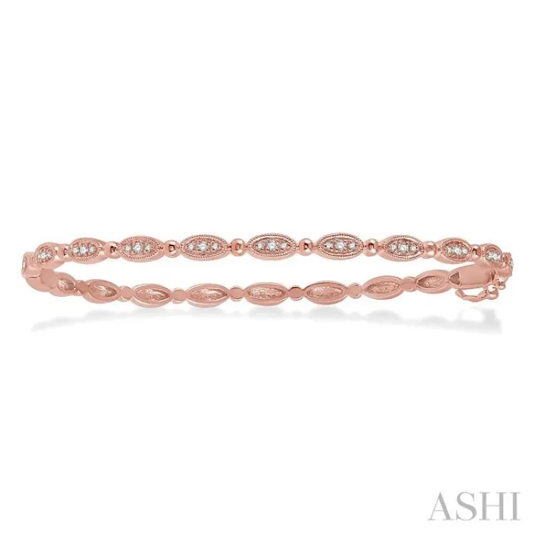 1/4 Ctw Oval Mount Round Cut Diamond Stackable Bangle in 14K Rose Gold