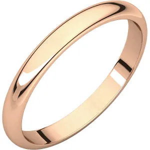 14 K Rose 2.5mm Half Round Band