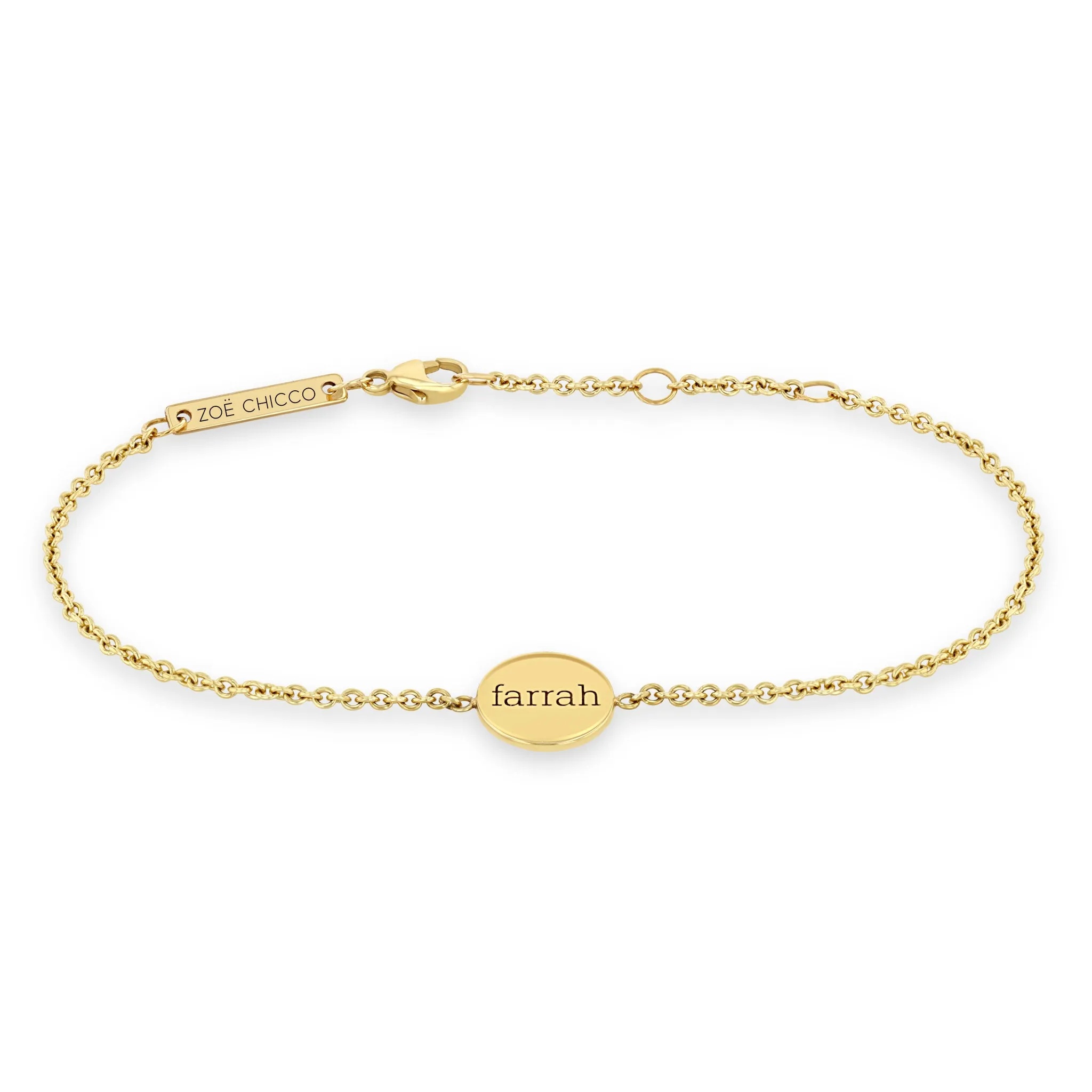 14k Personalized Small Disc Bracelet