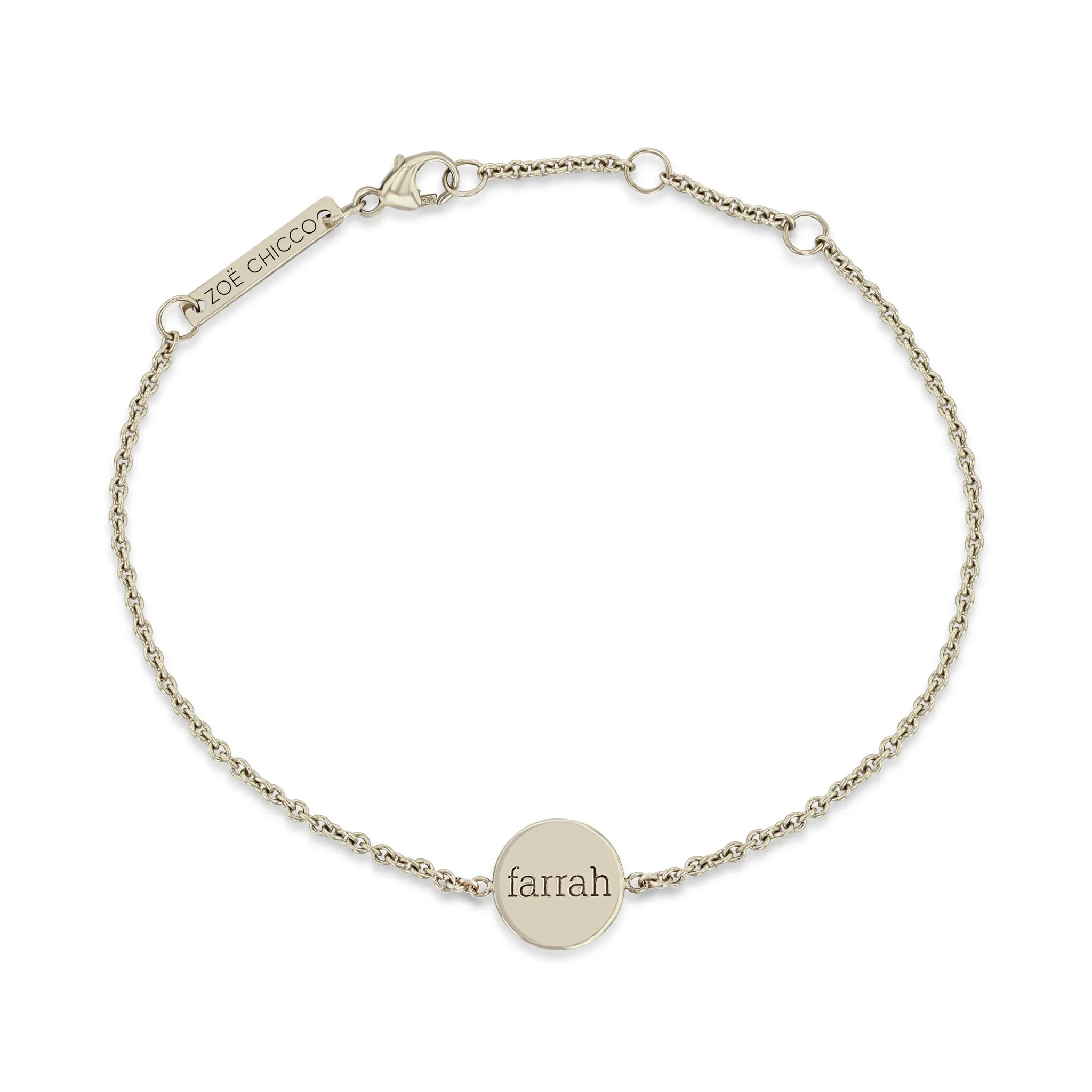 14k Personalized Small Disc Bracelet