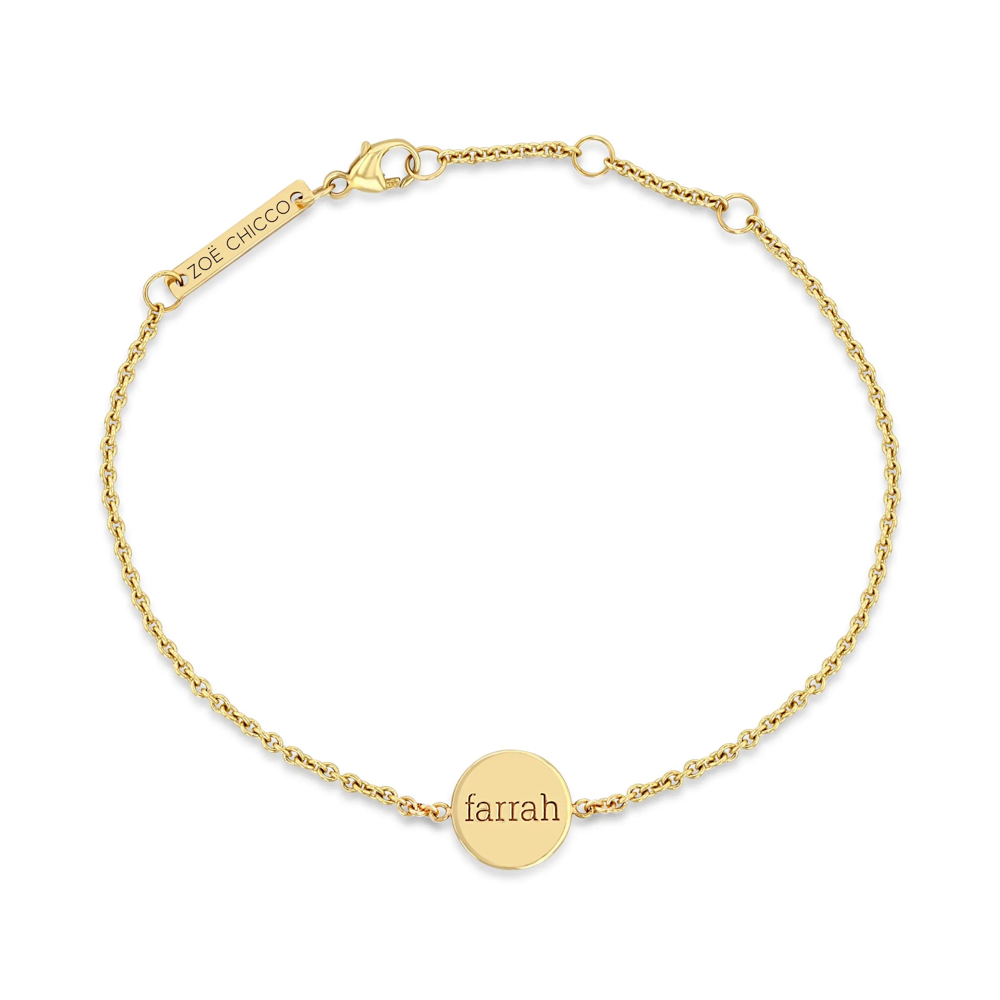 14k Personalized Small Disc Bracelet