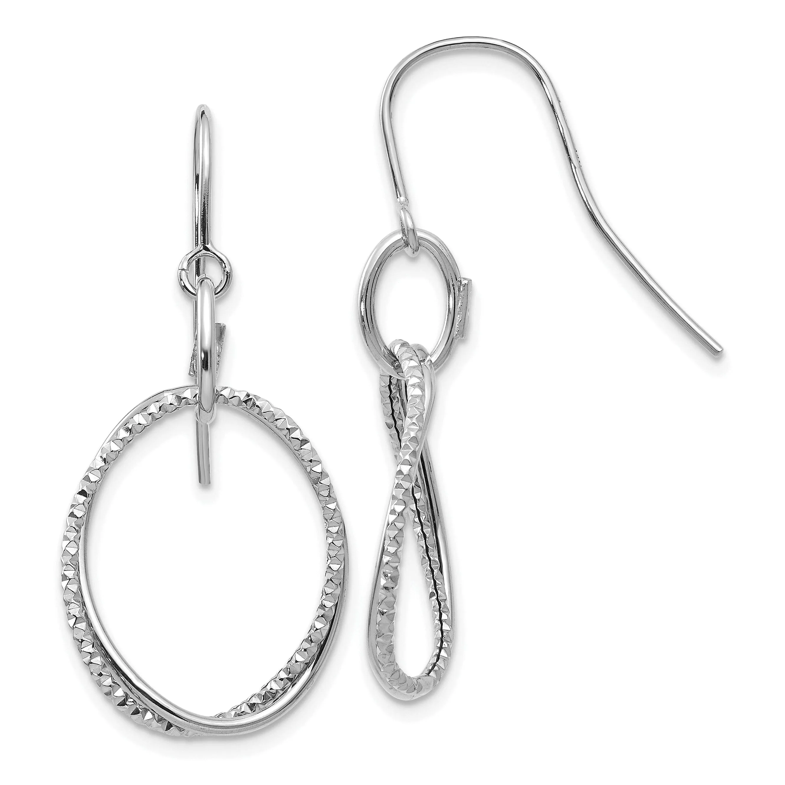 14k White Gold Shepherd Hook Earrings