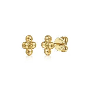 14K Yellow Bead Cluster Earrings