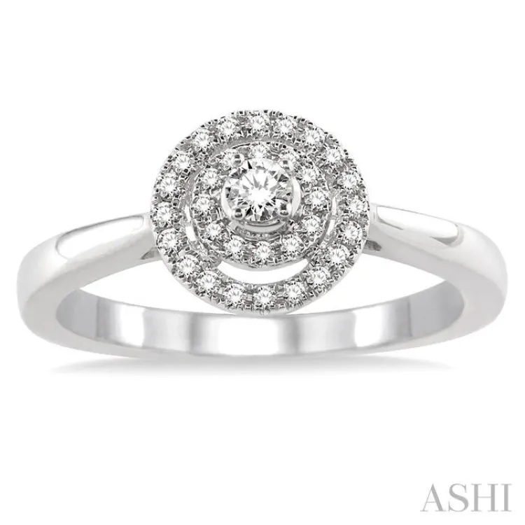 1/5 Ctw Round Shape Diamond Fashion Ring in 14K White Gold