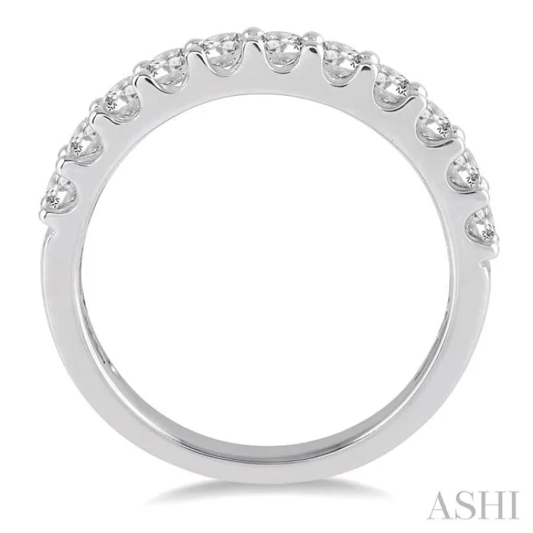 3/4 Ctw Round Cut Diamond Wedding Band in 14K White Gold