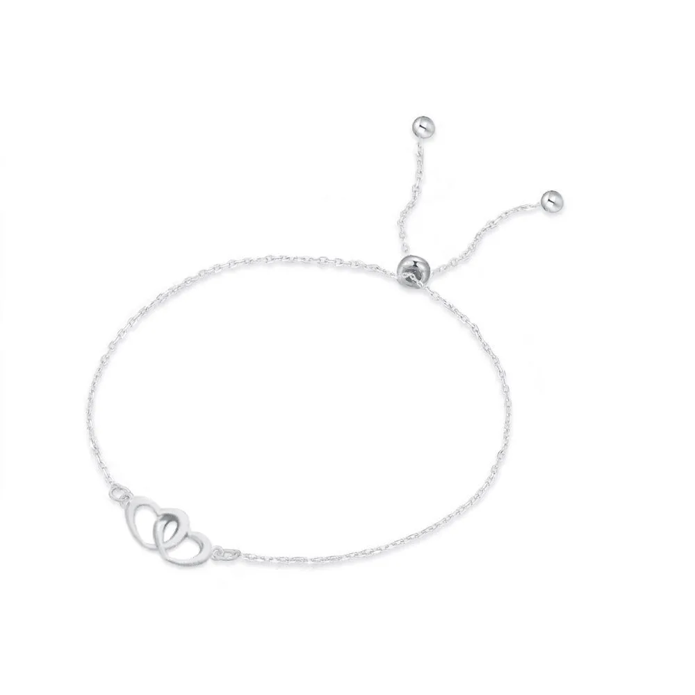 925 Silver Double Cutout Heart Shop Personalized Heart Bracelets