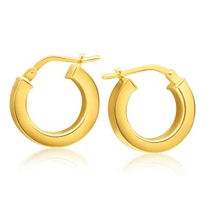 9ct Yellow Gold Silver Filled 15mm Diamond Cut Concave Plain Hoop Earrings