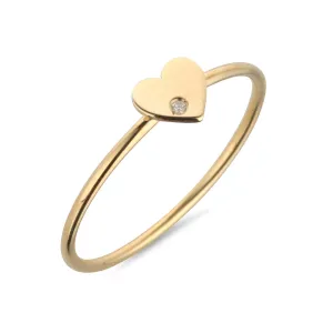 9kt Gold Heart with Single Diamond Ring