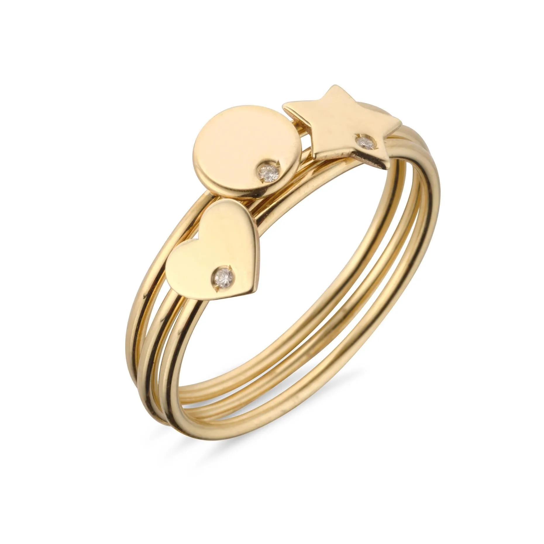 9kt Gold Heart with Single Diamond Ring