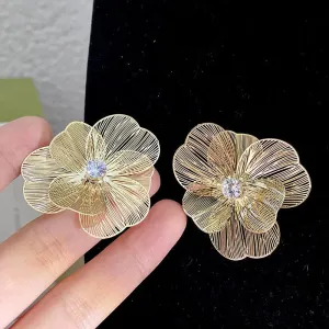 A&A Gold Floral Stylish Vintage Stud Earrings