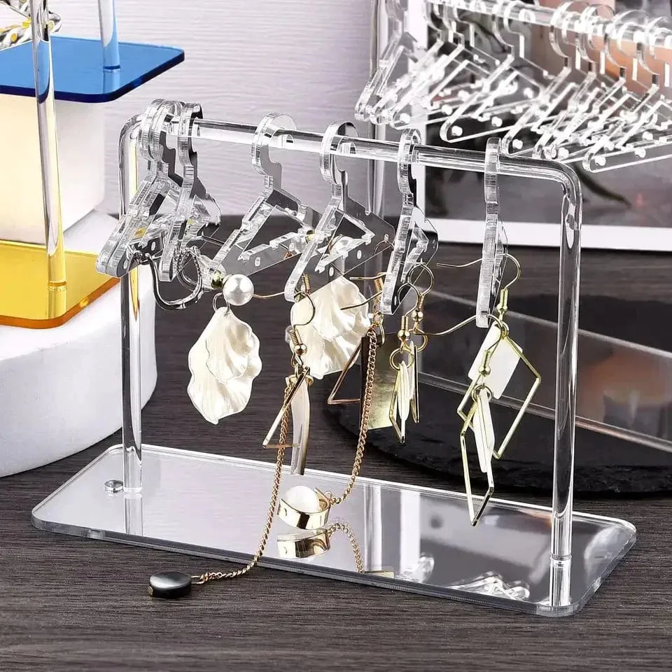 ACRYLIC EARRING STAND ORGANIZER WITH 8 MINI HANGERS