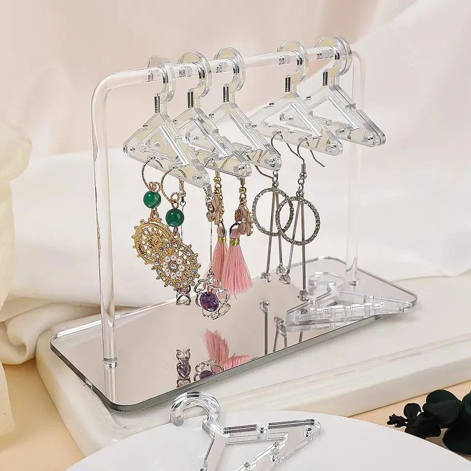 ACRYLIC EARRING STAND ORGANIZER WITH 8 MINI HANGERS