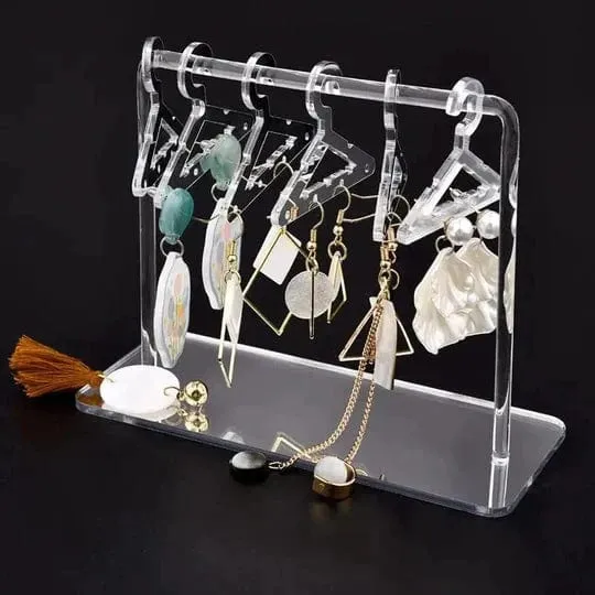 ACRYLIC EARRING STAND ORGANIZER WITH 8 MINI HANGERS