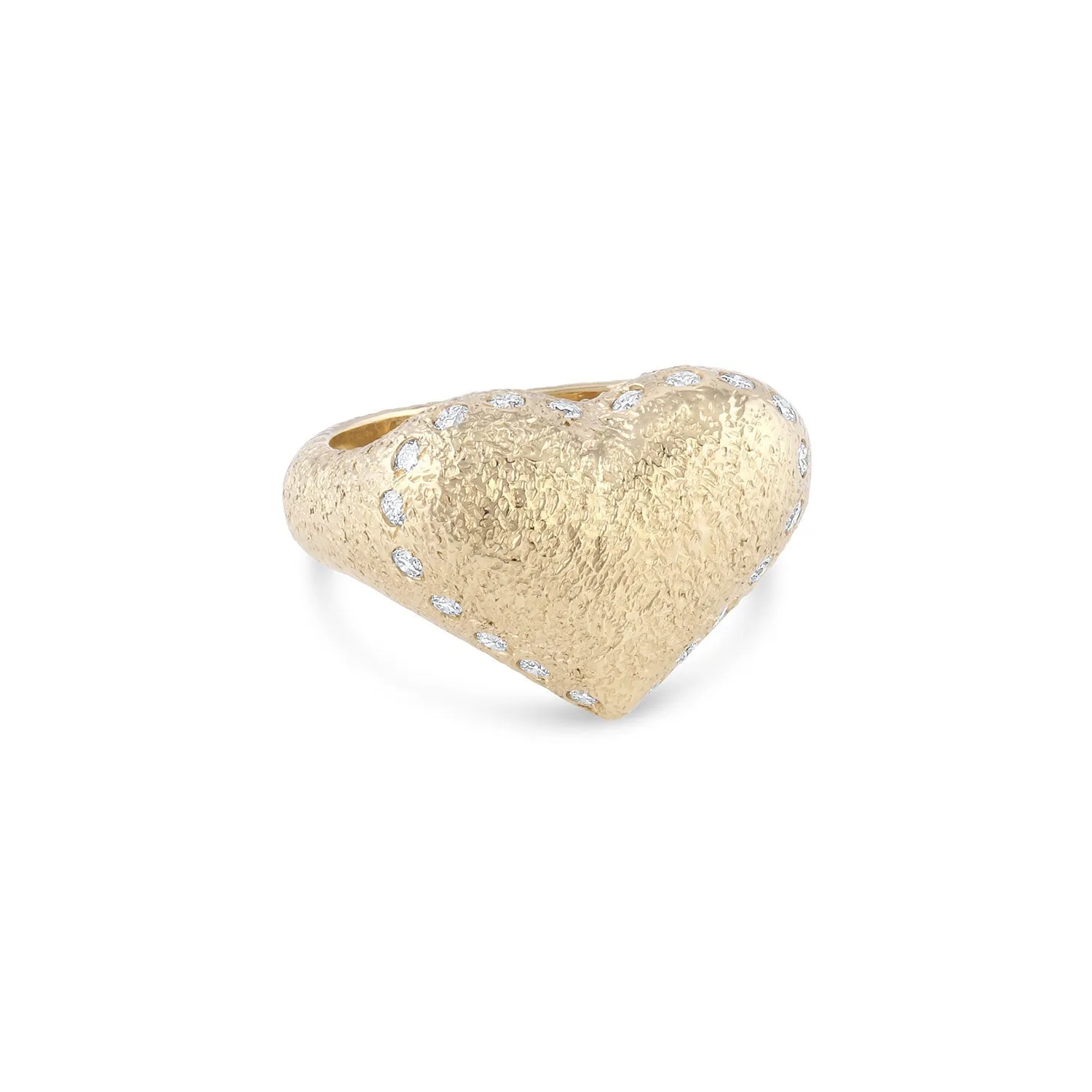 Alexa Puffy Heart Signet Ring with Gemstones or Diamonds