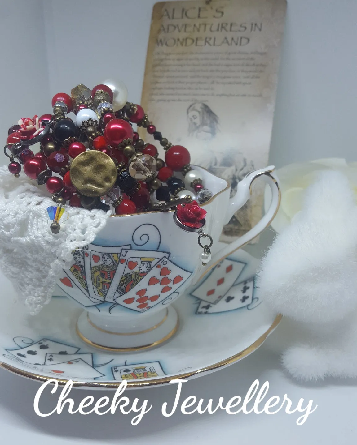 Alice in wonderland inspired memory wire bracelet