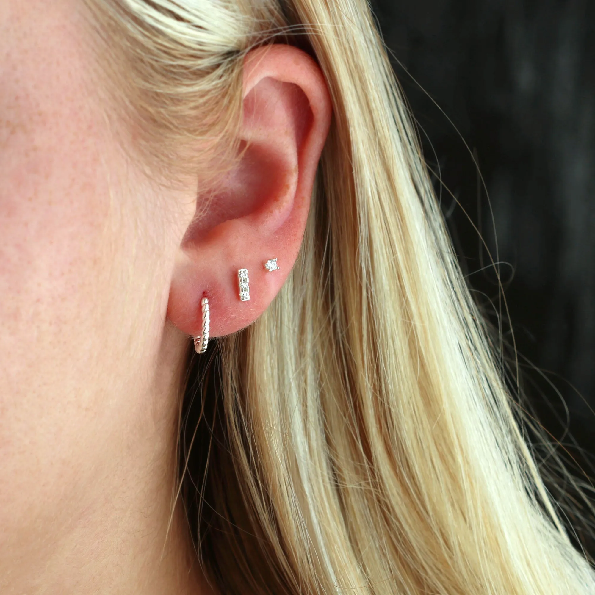 Bar Dash Crystal Stud Earrings