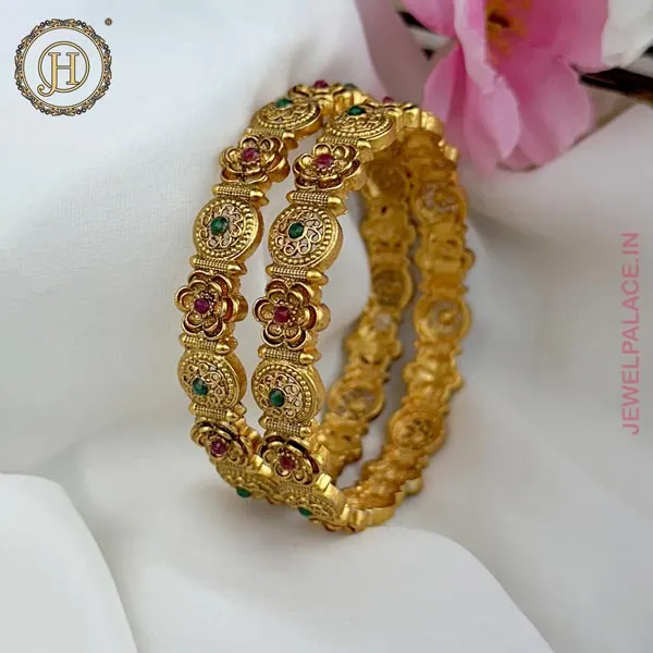 Beautiful Gold Plated Kemps Floral Design Bangles JH4729