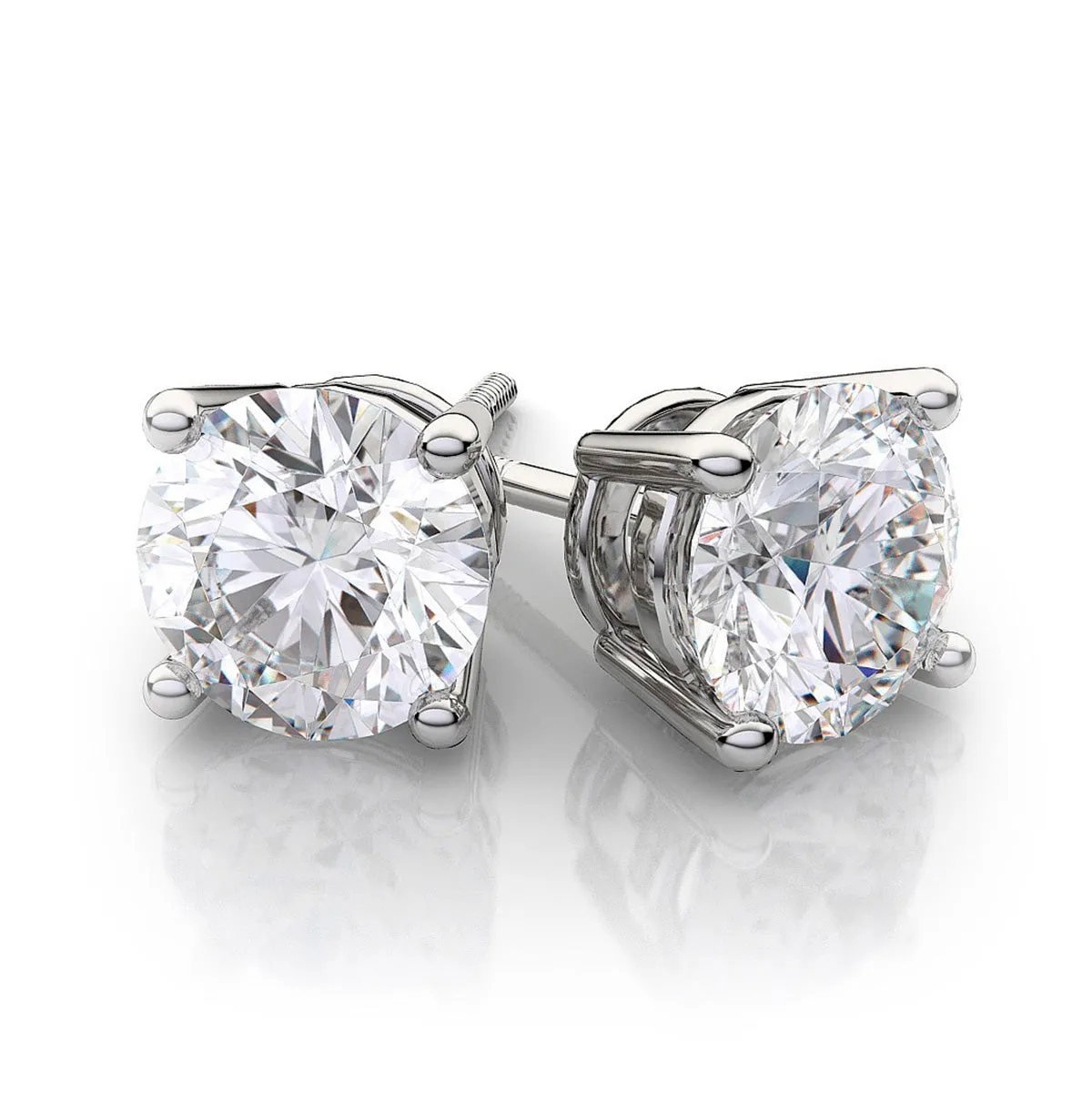 Beauvince GIA FVVS2 Certified 1.83 Carat Round Solitaire Diamond Studs