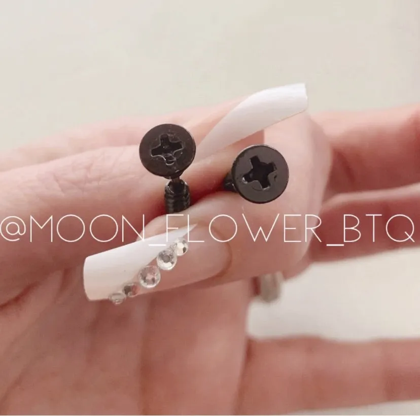 Black Screw Earrings