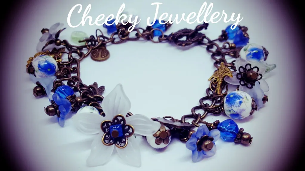 Blue Spring time charm bracelet