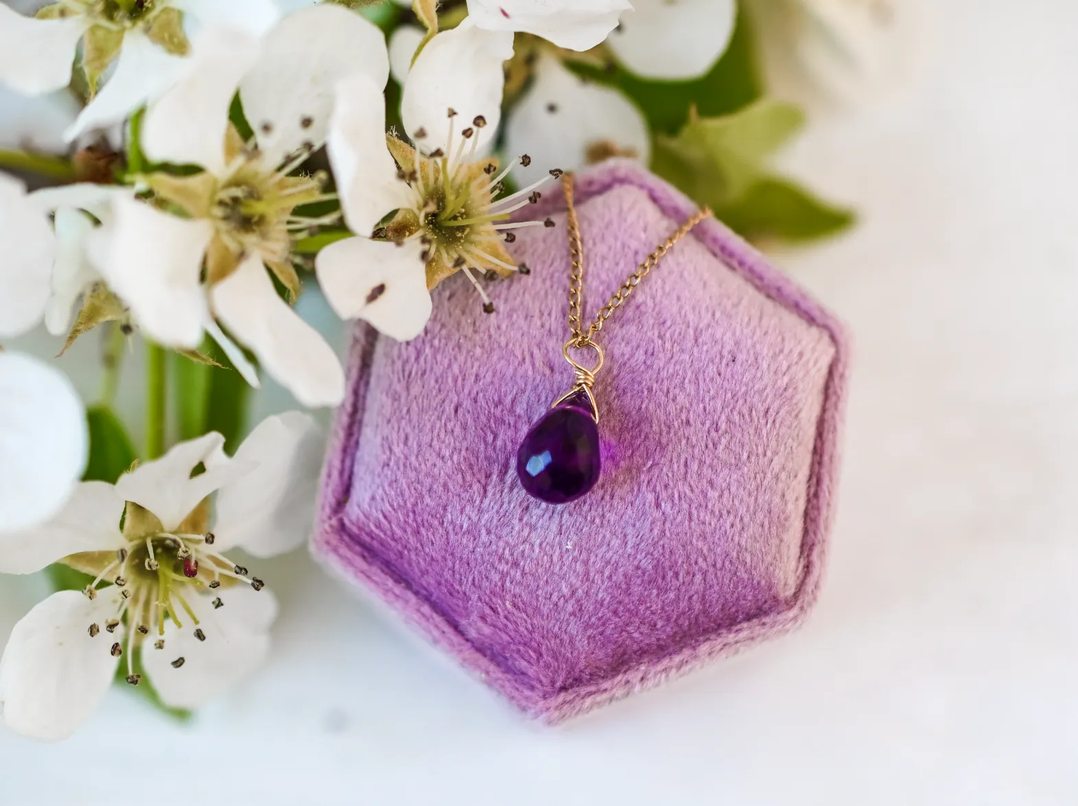 Bohemian Birthstone - February- Amethyst Necklace