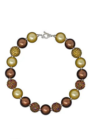 Brown & Gold Bubblegum Necklace