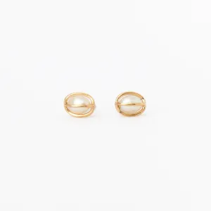 Caged Pearl Studs