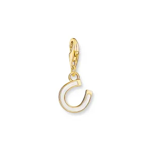 Charm Pendant horseshoe with white cold enamel