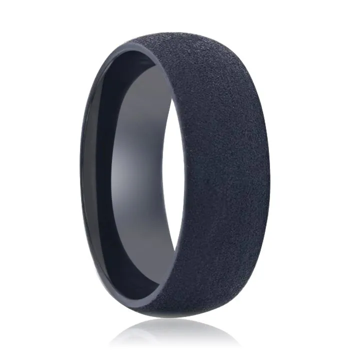 CIMMERIAN | Black Titanium Ring, Shiny, Domed