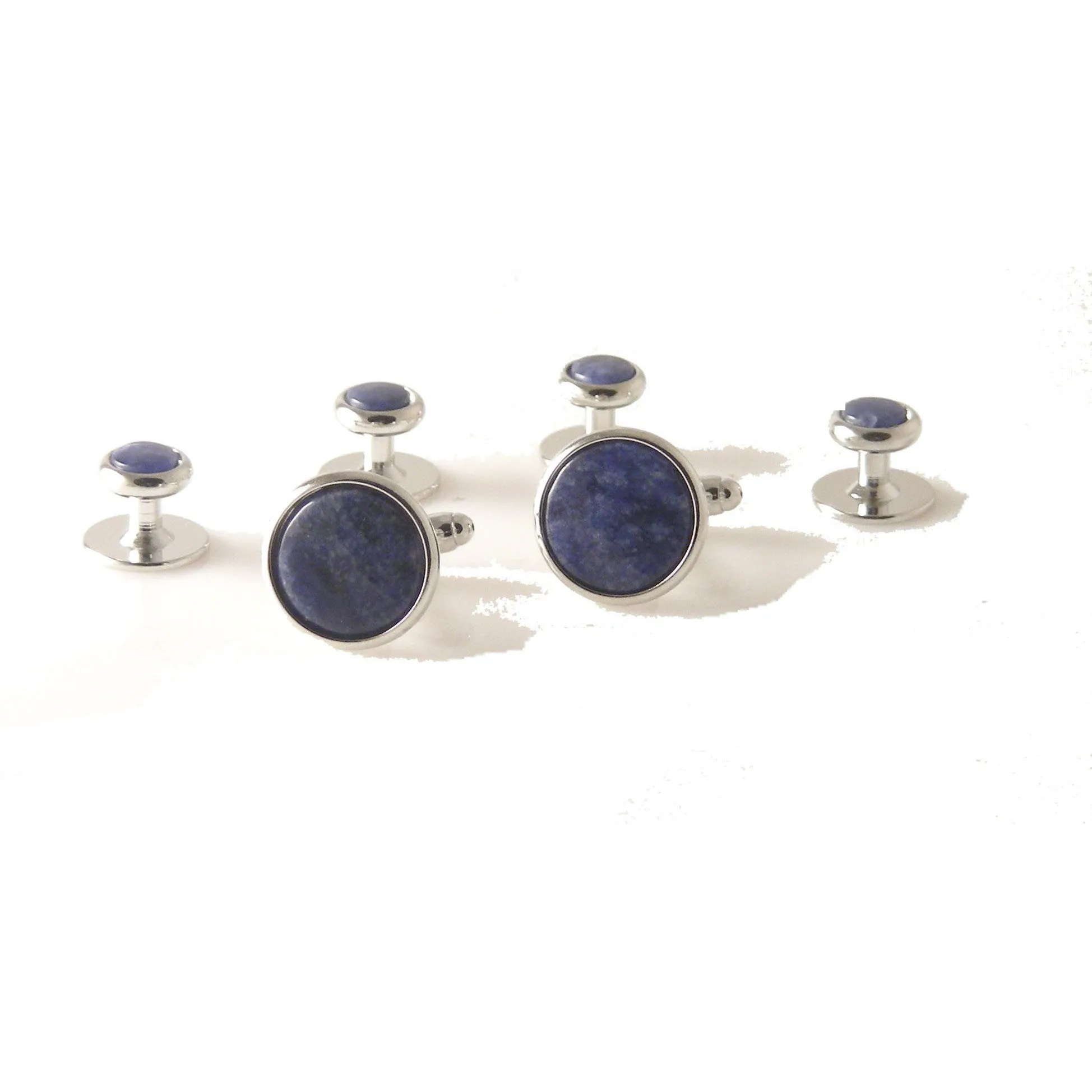 CLASSIC SILVER ROUND STUD SET WITH SODALITE