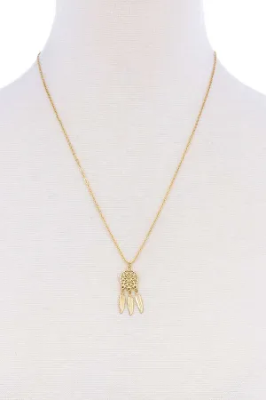 Cute Brass Dream Catcher Pendant Necklace