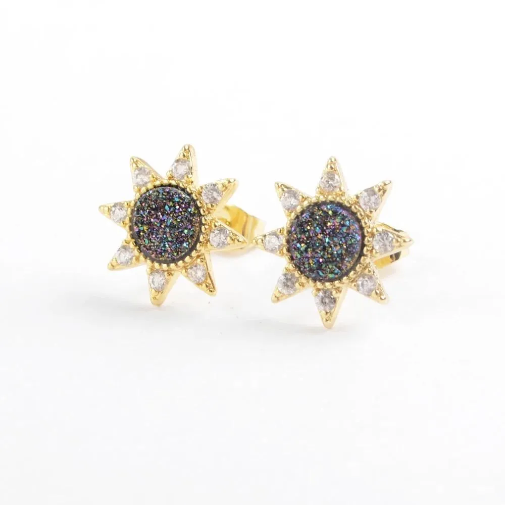 Druzy Sun Studs