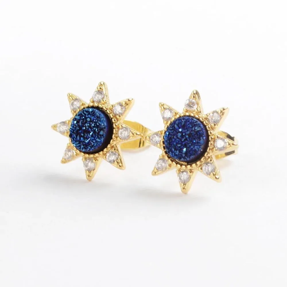 Druzy Sun Studs