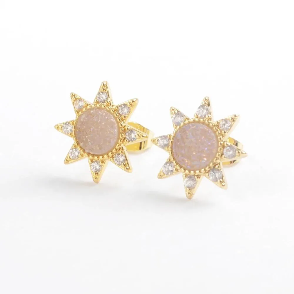 Druzy Sun Studs