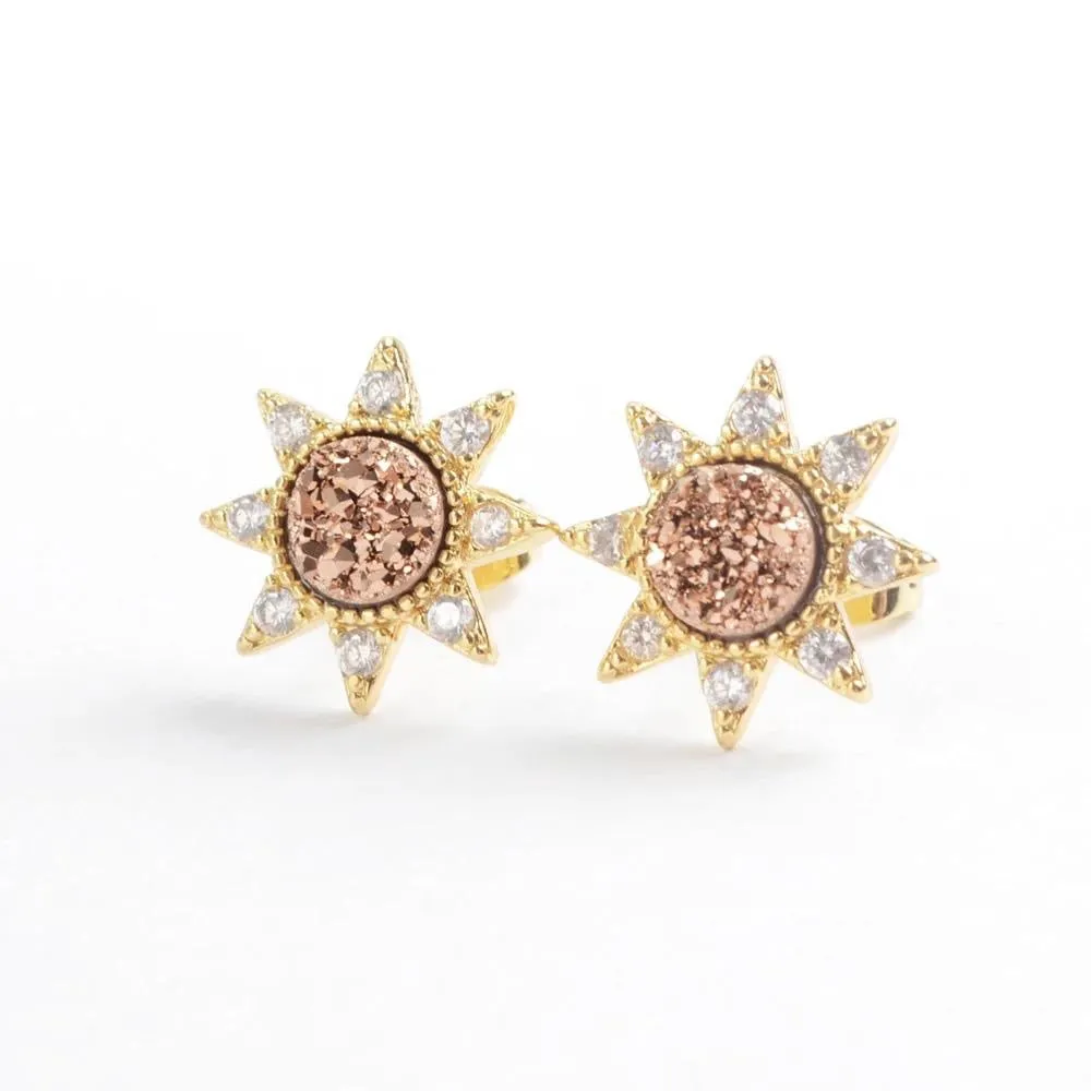 Druzy Sun Studs