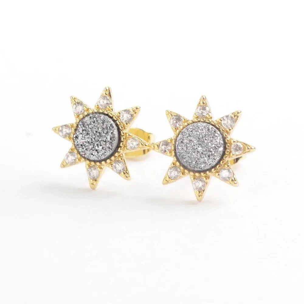 Druzy Sun Studs