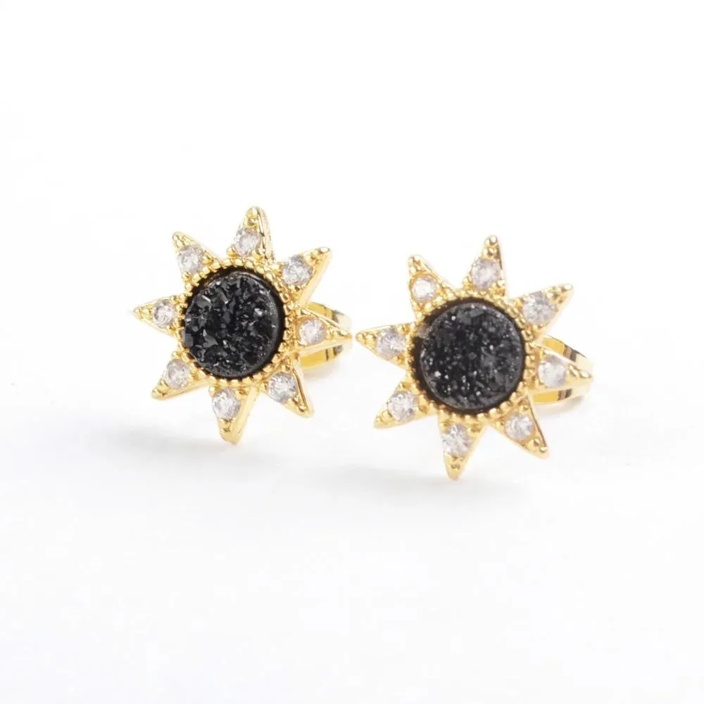 Druzy Sun Studs