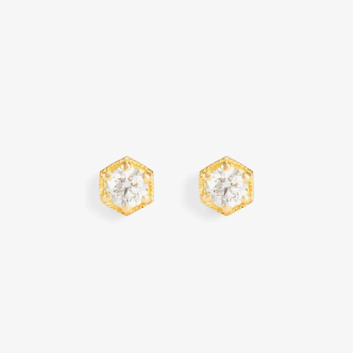 E9905W | 4.5mm White Diamond Hexagon Studs