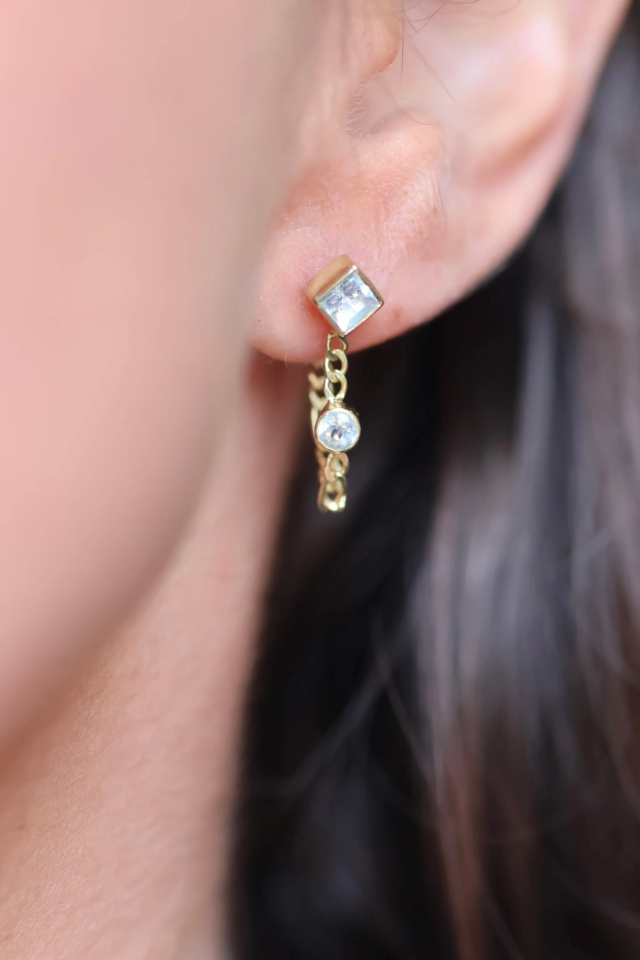 Evie Gold Blue Topaz Earrings