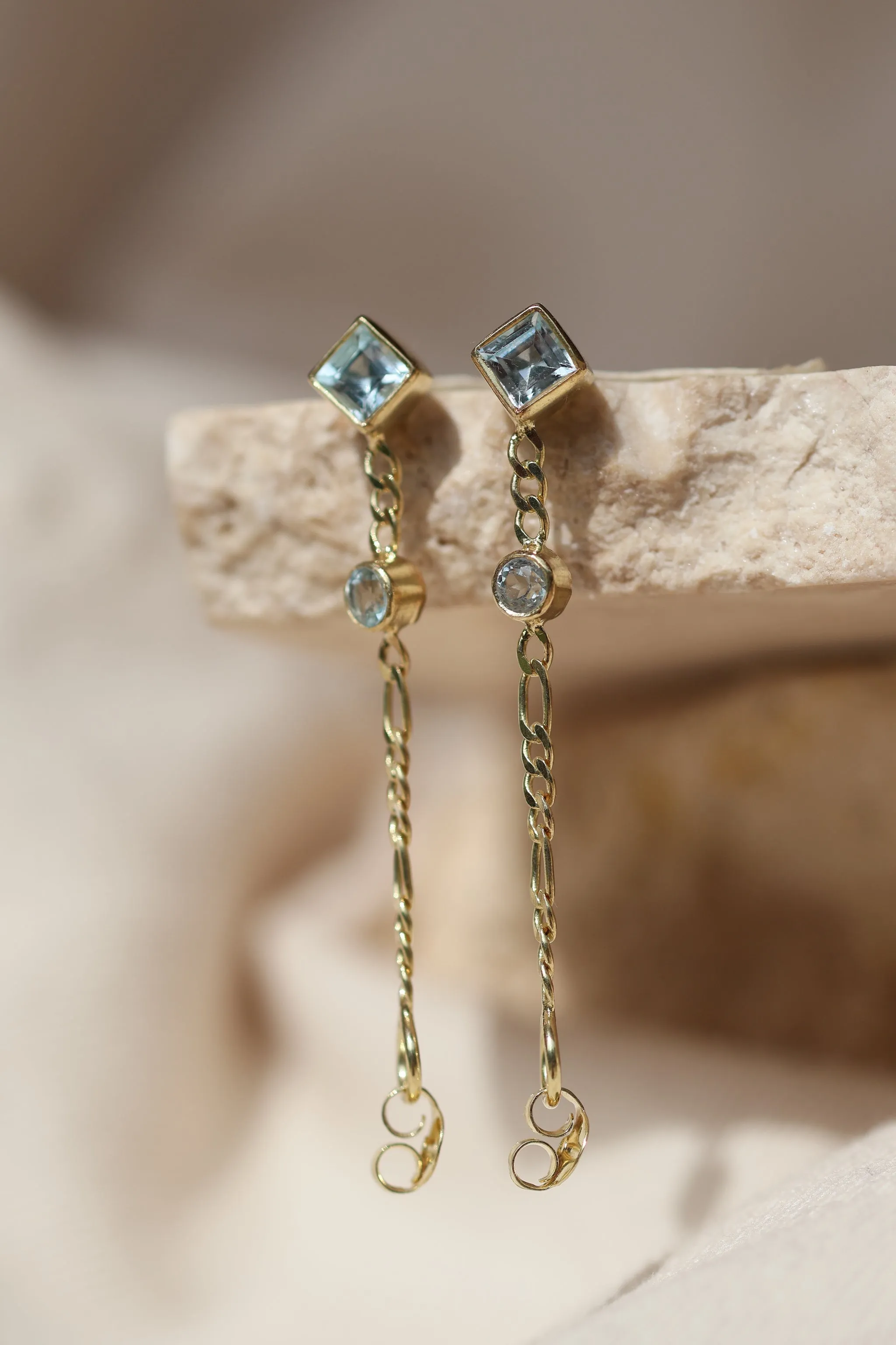 Evie Gold Blue Topaz Earrings