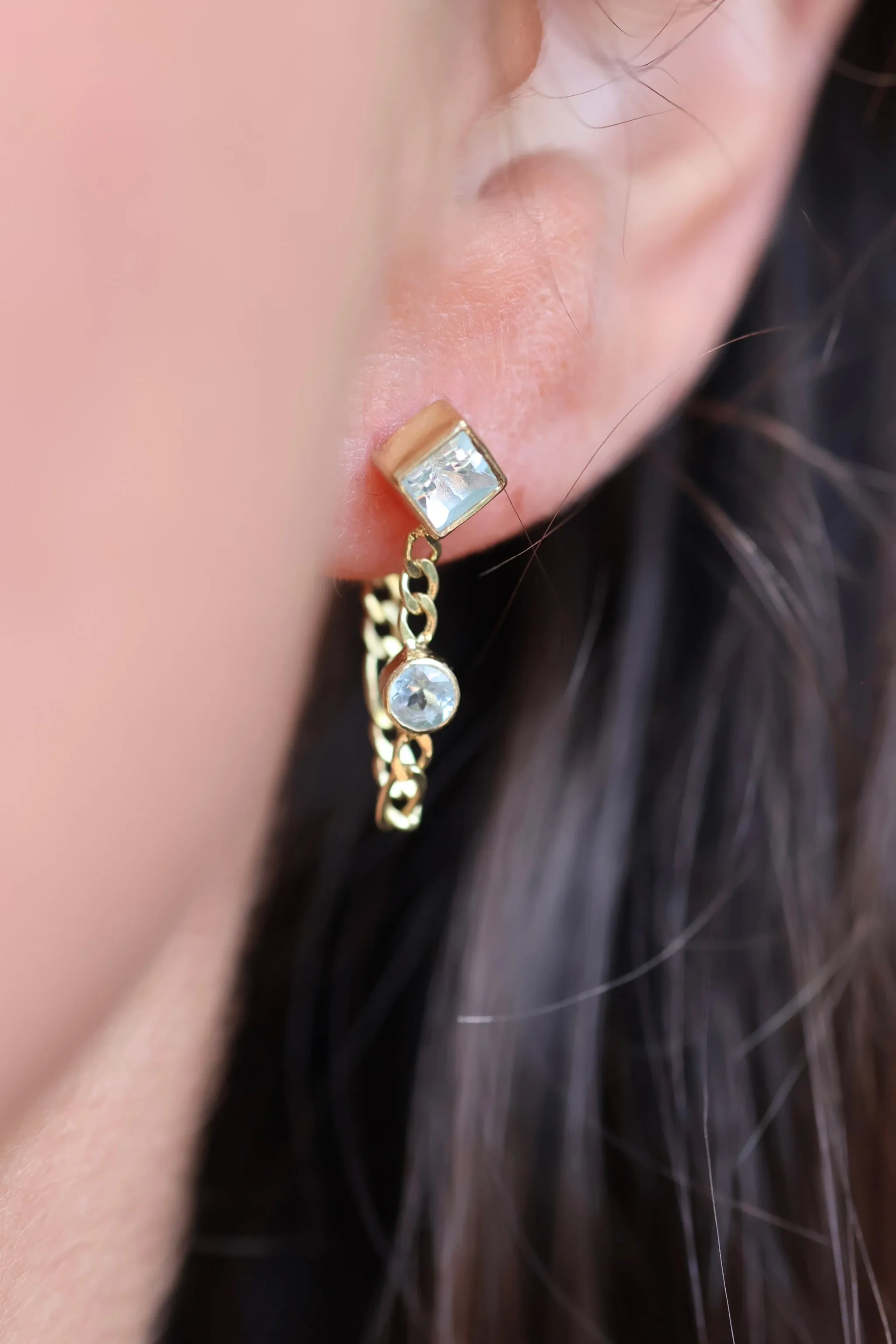 Evie Gold Blue Topaz Earrings