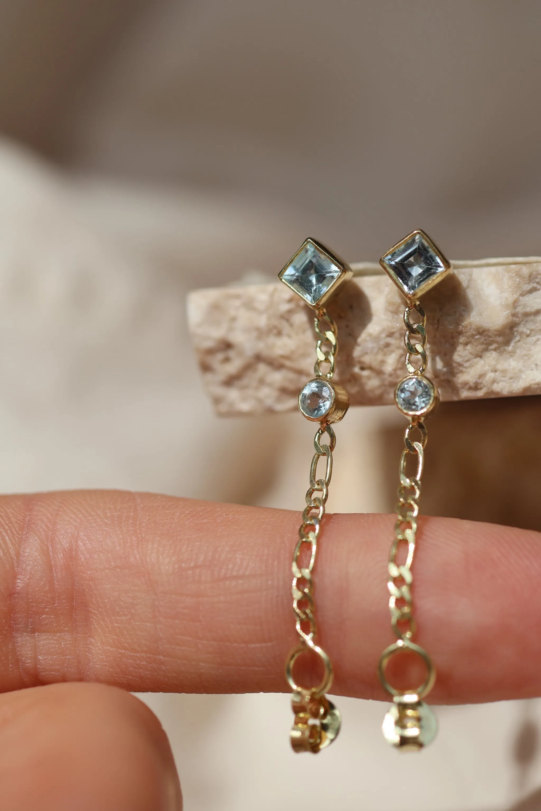 Evie Gold Blue Topaz Earrings