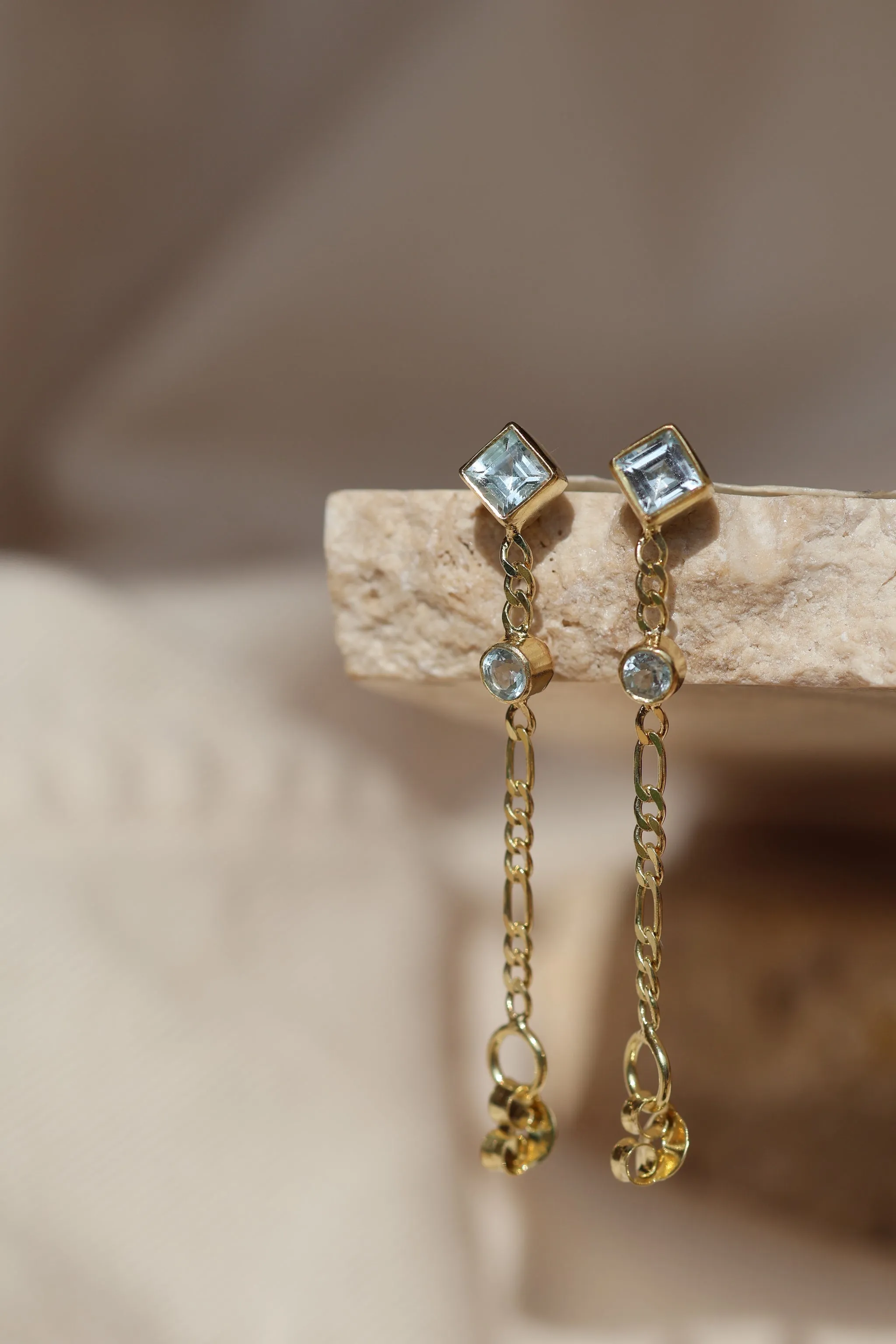 Evie Gold Blue Topaz Earrings