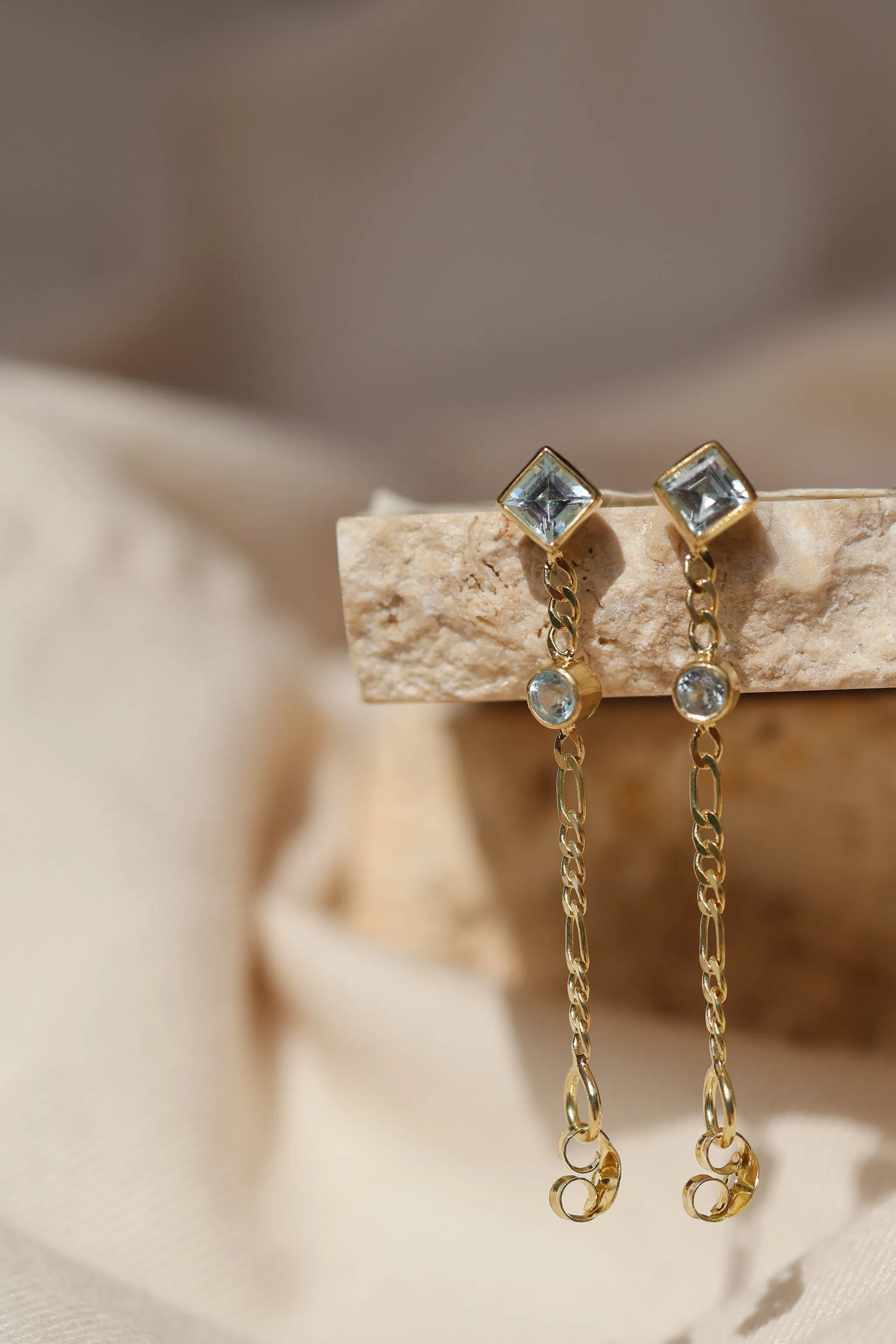 Evie Gold Blue Topaz Earrings