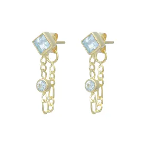 Evie Gold Blue Topaz Earrings