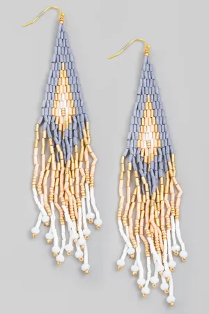 Fame Seed Beaded Fringe Drop Earrings