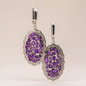 Fuchsia Amethyst Earrings in Sterling Silver