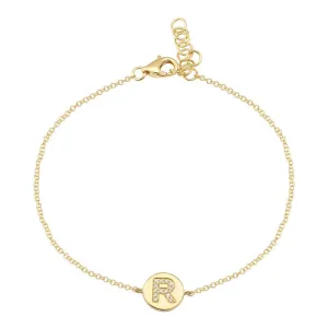 Gold Disc Pave Initial Bracelet