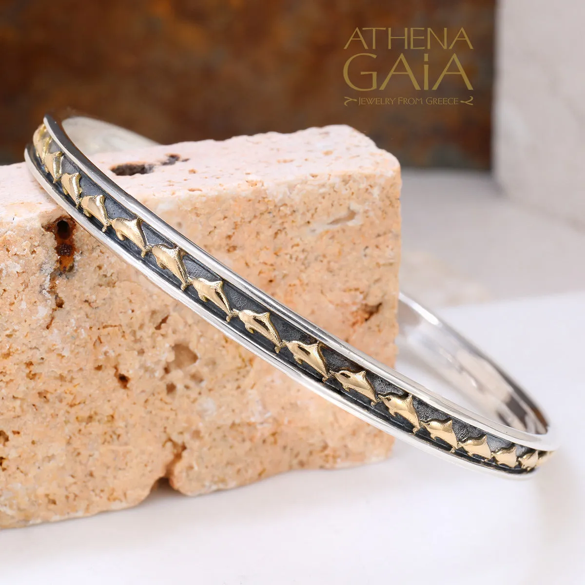 Golden Dolphin Thin Bangle Bracelet